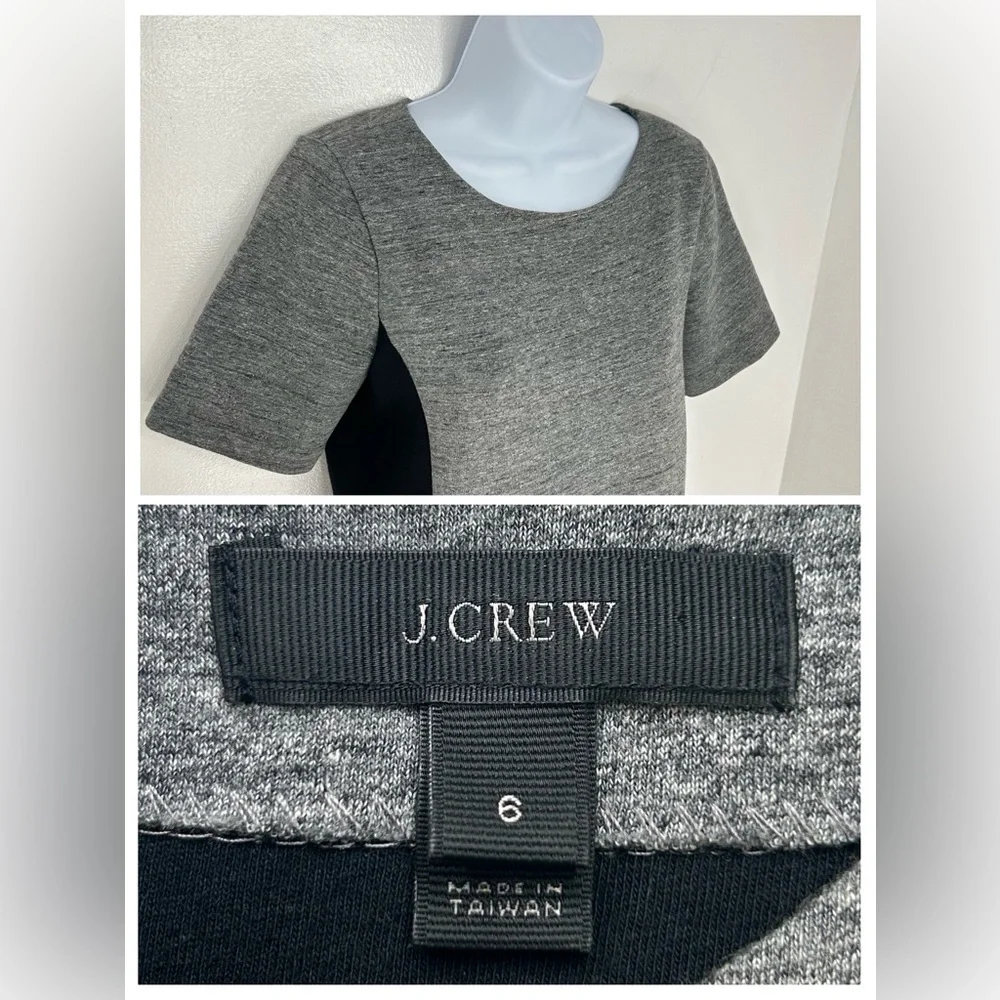 J. Crew Colorblock‎ Sheath Dress Size 6 Black Grey Career Dark Academia